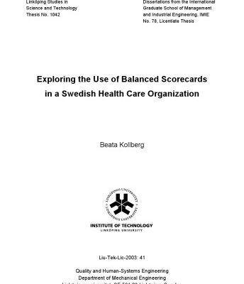 خرید و دانلود نسخه کامل کتاب Exploring the use of balanced scorecards in a Swedish health care organization