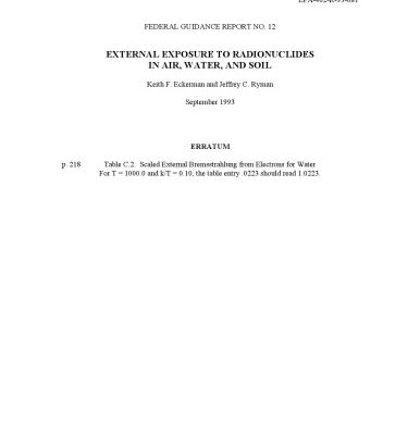 خرید و دانلود نسخه کامل کتاب External exposure to radionuclides in air, water, and soil exposure-to-dose coefficients for general application, based on the 1987 federal radiation protection guidance (SuDoc EP 1.2:R 11 22)