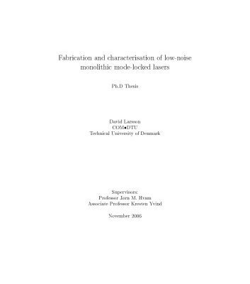خرید و دانلود نسخه کامل کتاب Fabrication and Characterisation of Low-noise Monolithic Mode-locked Lasers
