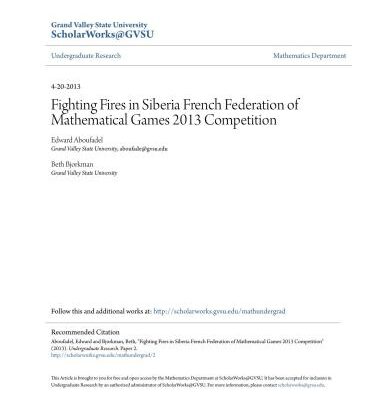 خرید و دانلود نسخه کامل کتاب Fighting Fires in Siberia French Federation of Mathematical Games 2013 Competition