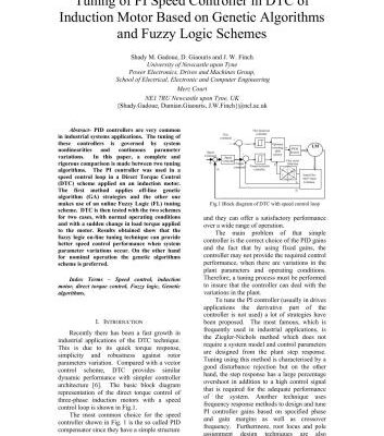 خرید و دانلود نسخه کامل کتاب Finch. Tuning of PI Speed Controller in DTC of Induction Motor Based on Genetic Algorithms and Fuzzy Logic Schemes