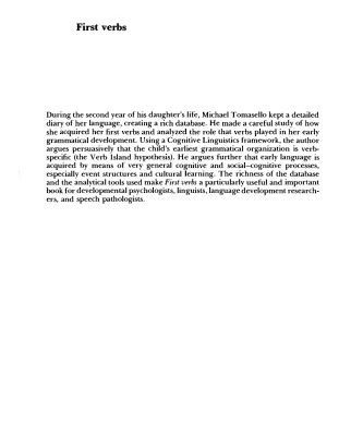 خرید و دانلود نسخه کامل کتاب First Verbs: A Case Study of Early Grammatical Development
