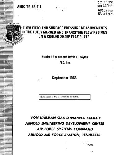 خرید و دانلود نسخه کامل کتاب Flow Field and Surface Pressure Measurements in the Fully Merged and Transition Flow Regimes on a Cooled Sharp Flat Plate_68bd6624419d7.jpeg خرید و دانلود نسخه کامل کتاب Flow Field and Surface Pressure Measurements in the Fully Merged and Transition Flow Regimes on a Cooled Sharp Flat Plate