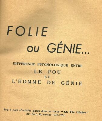 خرید و دانلود نسخه کامل کتاب Folie ou Génie – Différence Psychologique Entre le Fou et l’Homme de Génie