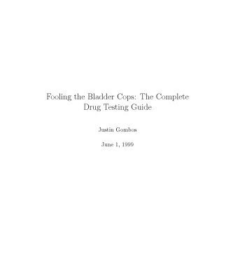 خرید و دانلود نسخه کامل کتاب Fooling The Bladder Cops – The Complete Drug Testing Guide