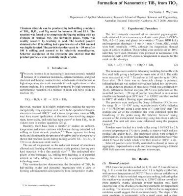 خرید و دانلود نسخه کامل کتاب Formation of Nanometric TiB2 from TiO2