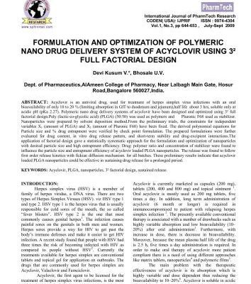 خرید و دانلود نسخه کامل کتاب Formulation and optimization of polymeric nano drug delivery system of acyclovir using 3(2) full factorial design