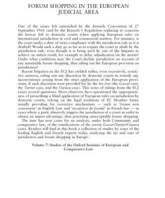 خرید و دانلود نسخه کامل کتاب Forum Shopping in the European Judicial Area (Sstudies of the Oxford Institute of European and Comparative Law)