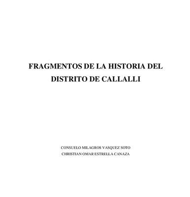 خرید و دانلود نسخه کامل کتاب Fragmentos de la historia del distrito de Callalli (Caylloma, Arequipa)