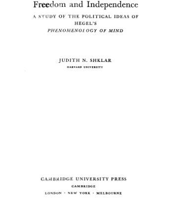 خرید و دانلود نسخه کامل کتاب Freedom and Independence: A Study of the Political Ideas of Hegel’s Phenomenology of Mind