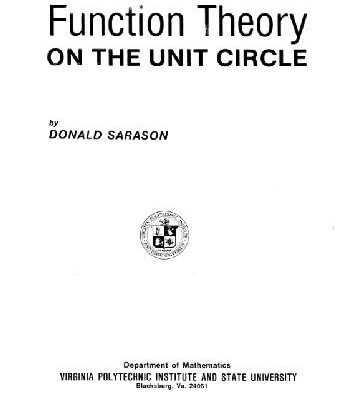 خرید و دانلود نسخه کامل کتاب Function theory on the unit circle: Notes for lectures at a conference at Virginia Polytechnic Institute and State University, Blacksburg, Virginia, June 19-23, 1978