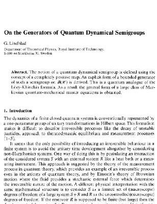 خرید و دانلود نسخه کامل کتاب Generators of quantum dynamical semigroups (Comm. Math. Phys. 1976)