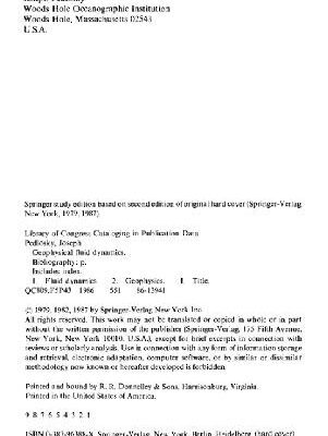 خرید و دانلود نسخه کامل کتاب Geophysical fluid dynamics