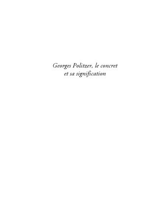 خرید و دانلود نسخه کامل کتاب Georges Politzer, le concret et sa signification
