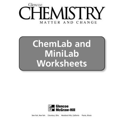 خرید و دانلود نسخه کامل کتاب Glencoe Chemistry: Matter and Change. Chemlab and Minilab Worksheets