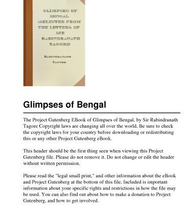خرید و دانلود نسخه کامل کتاب Glimpses of Bengal – Selected From the Letters of Sir Rabindranath Tagore 1885-1895