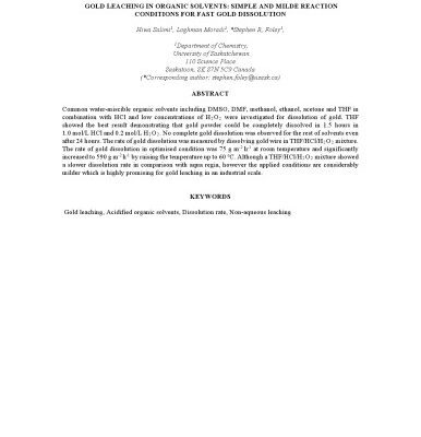 خرید و دانلود نسخه کامل کتاب GOLD LEACHING IN ORGANIC SOLVENTS: SIMPLE AND MILDE REACTION CONDITIONS FOR FAST GOLD DISSOLUTION