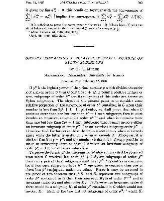 خرید و دانلود نسخه کامل کتاب Groups Containing a Relatively Small Number of Sylow Subgroups