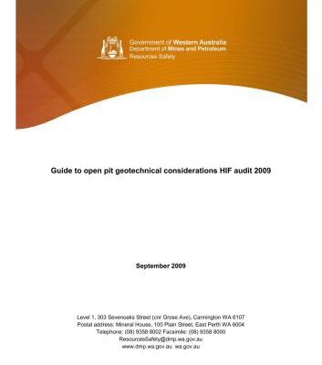خرید و دانلود نسخه کامل کتاب Guide to open pit geotechnical considerations HIF audit 2009