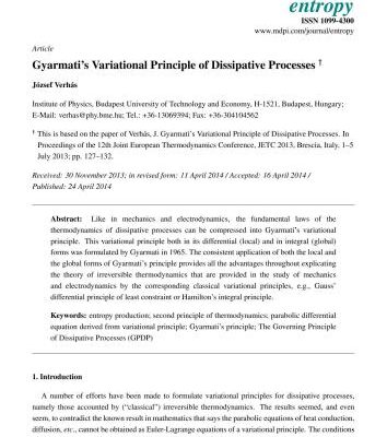خرید و دانلود نسخه کامل کتاب Gyarmati’s Variational Principle of Dissipative Processes