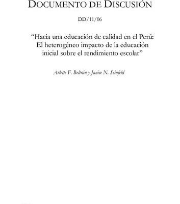 خرید و دانلود نسخه کامل کتاب Hacia una educación de calidad en el Perú: El heterogéneo impacto de la educación inicial sobre el rendimiento escolar