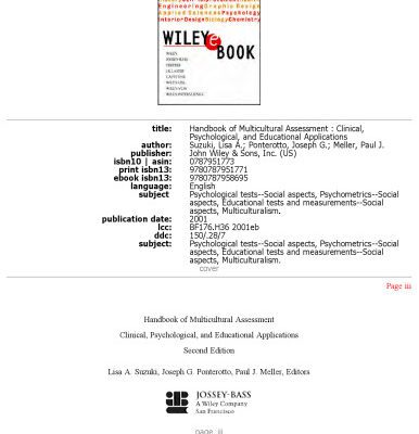 خرید و دانلود نسخه کامل کتاب Handbook of Multicultural Assessment: Clinical, Psychological, and Educational Applications