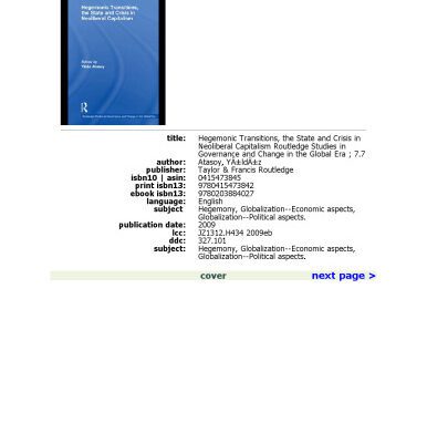 خرید و دانلود نسخه کامل کتاب Hegemonic Transitions, the State and Neoliberal Crisis in Capitalism (Routledge Studies in Governance and Change in the Global Era)