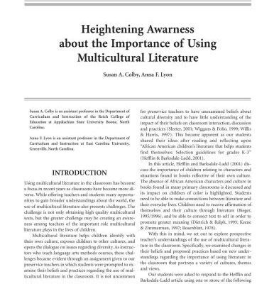 خرید و دانلود نسخه کامل کتاب Heightening Awarness about the Importance of Using Multicultural Literature