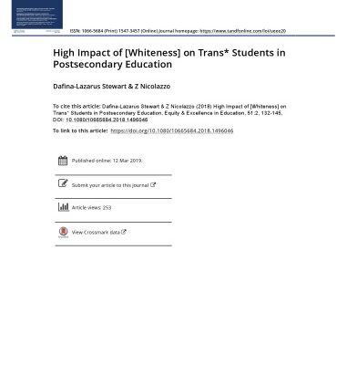 خرید و دانلود نسخه کامل کتاب High Impact of [Whiteness] on Trans* Students in Postsecondary Education