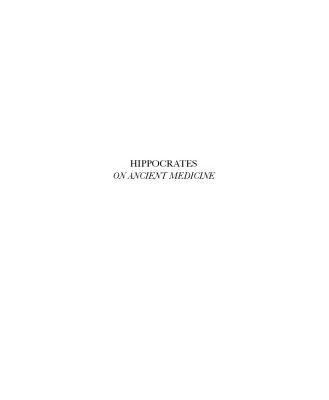 خرید و دانلود نسخه کامل کتاب Hippocrates: On Ancient Medicine