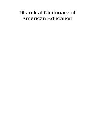 خرید و دانلود نسخه کامل کتاب Historical Dictionary of American Education