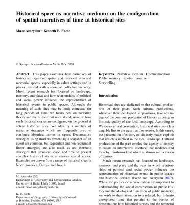 خرید و دانلود نسخه کامل کتاب Historical space as narrative medium: on the configuration of spatial narratives of time at historical sites