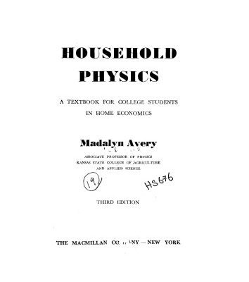خرید و دانلود نسخه کامل کتاب Household Physics; A Textbook for college students in home economics