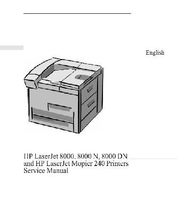 خرید و دانلود نسخه کامل کتاب HP LaserJet 8000, 8000 N, 8000 DN and HP LaserJet Mopier 240 Printers Service Manual