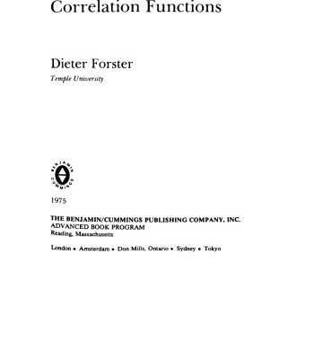 خرید و دانلود نسخه کامل کتاب Hydrodynamic fluctuations, broken symmetry, and correlation functions