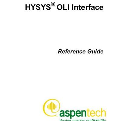 خرید و دانلود نسخه کامل کتاب HYSYS OLI Interface. Reference Guide