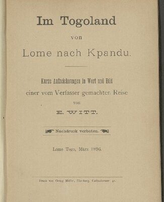 خرید و دانلود نسخه کامل کتاب Im Togoland von Lome nach Kpandu. Kurze Aufzeichnungen in Wort und Bild einer vom Verfasser gemachten Reise