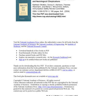 خرید و دانلود نسخه کامل کتاب Immunization Safety Review: Influenza Vaccines and Neurological Complications