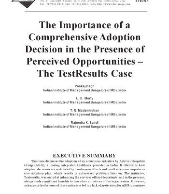 خرید و دانلود نسخه کامل کتاب Importance of a Comprehensive Adoption Decision in the Presence of Perceived Opportunities: The Testresults Case