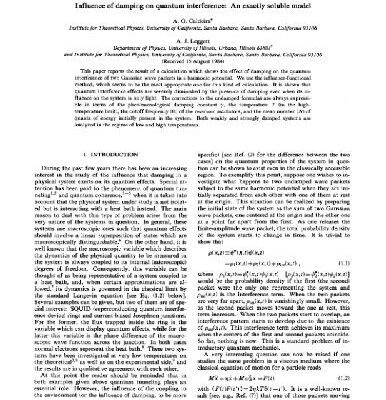 خرید و دانلود نسخه کامل کتاب Influence of Damping on Quantum Interference: An exactly Soluble Model