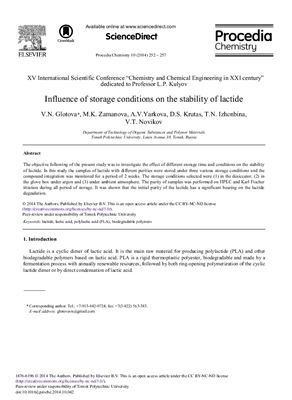 خرید و دانلود نسخه کامل کتاب Influence of storage conditions on the stability of lactide