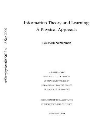 خرید و دانلود نسخه کامل کتاب Information theory and learning. A physical approach