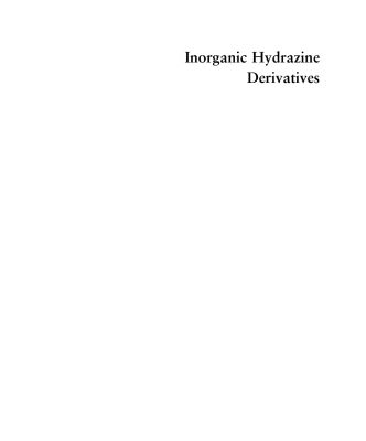 خرید و دانلود نسخه کامل کتاب Inorganic Hydrazine Derivatives: Synthesis, Properties and Applications