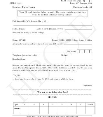خرید و دانلود نسخه کامل کتاب INPhO 2011 Question Paper from India Indian National Physics Olympiad
