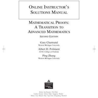 خرید و دانلود نسخه کامل کتاب Instructor’s Solutions Manual:   Mathematical Proofs: A Transition to Advanced Mathematics. 2nd Ed