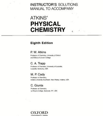 خرید و دانلود نسخه کامل کتاب Instructor’s solutions manual to accompany Atkin’s Physical Chemistry