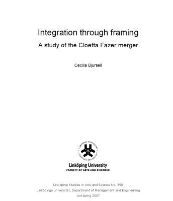 خرید و دانلود نسخه کامل کتاب Integration through framing : a study of the Cloetta Fazer merger