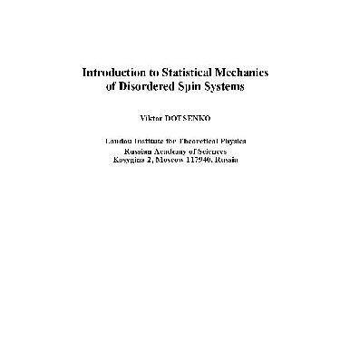 خرید و دانلود نسخه کامل کتاب Intro to Stat Mech of Disordered Spin Systems