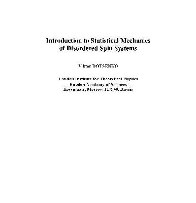 خرید و دانلود نسخه کامل کتاب Intro to Stat Mech of Disordered Spin Systems