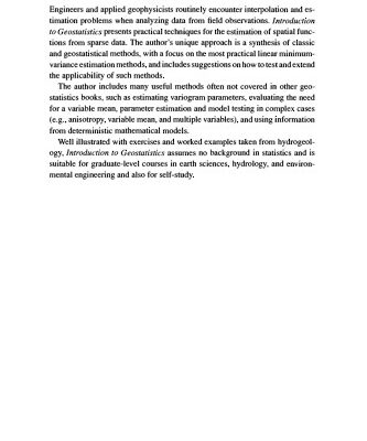 خرید و دانلود نسخه کامل کتاب Introduction to Geostatistics: Applications in Hydrogeology